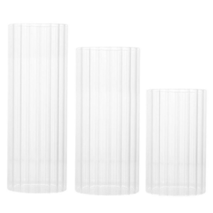 Ribbed Cylinder Trio - LED Pillar Candles