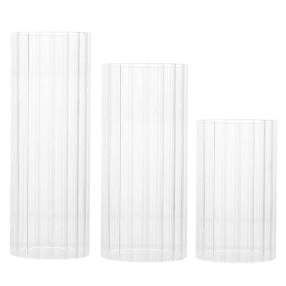 Ribbed Cylinder Trio - LED Pillar Candles