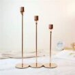 Modern Metallic Champagne Taper Candle Holder Trio