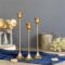 Ornate Gold Taper Candle Holder Trio