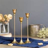 Ornate Gold Taper Candle Holder Trio