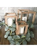 Modern Wood Frame Lantern Trio
