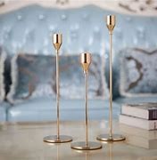 Modern Metallic Gold Taper Candle Holder Trio