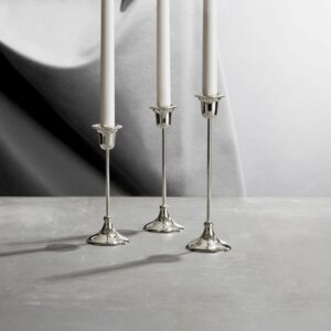 Ornate Silver Taper Candle Holder Trio
