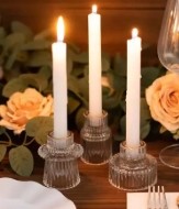 Crystal Ribbed Taper w/ Chimney Vase - Trio