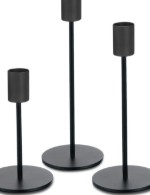 Petite Matte Black Taper w/ Ribbed Chimney Vase - Trio
