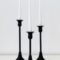 Matte Black Ornate Taper Candle Holder - Trio