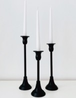 Matte Black Ornate Taper Candle Holder - Trio