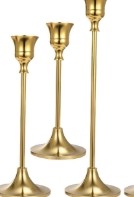 Ornate Gold Taper w/ Ribbed Chimney Vase - Trio