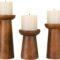 Brown  Wood Pillar Candle Holder - Set of 3 w/ NO Candles